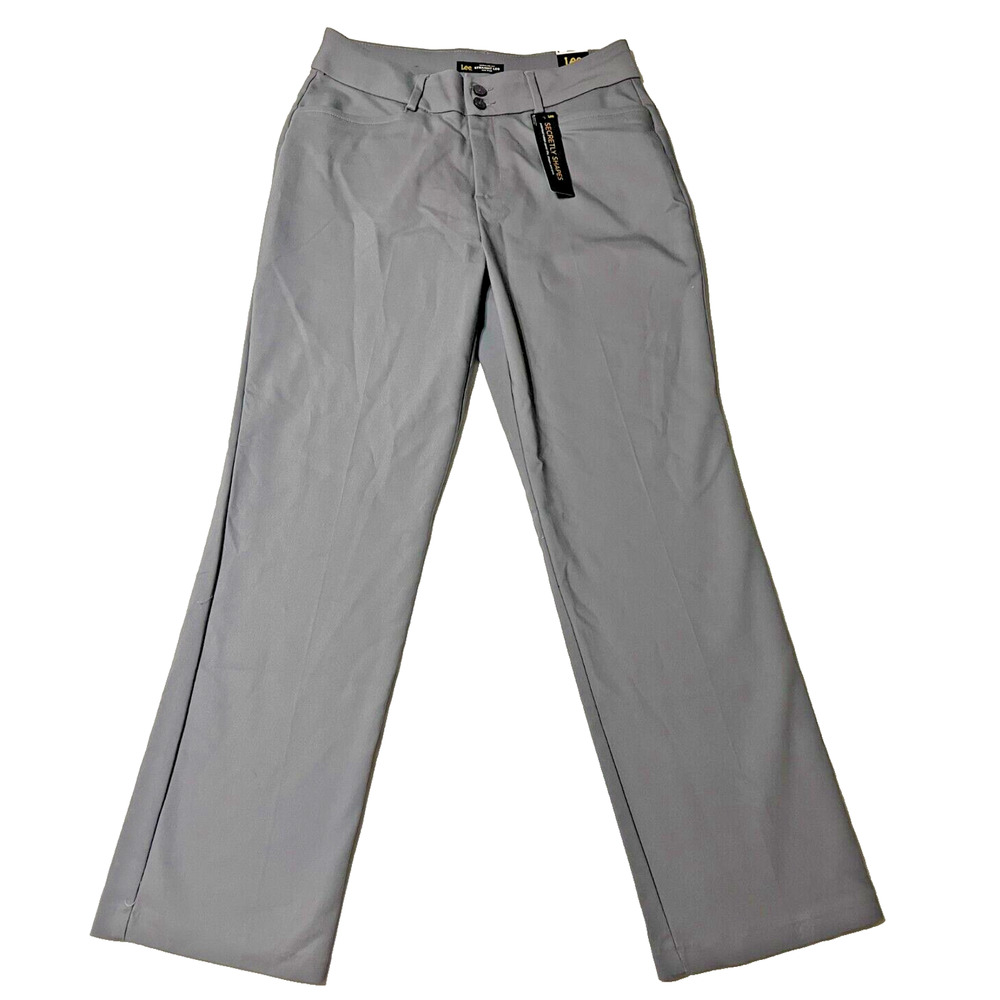 Lee Secretly Shapes Regular Fit Pants Women's Size 8 Short Gray Straight Leg